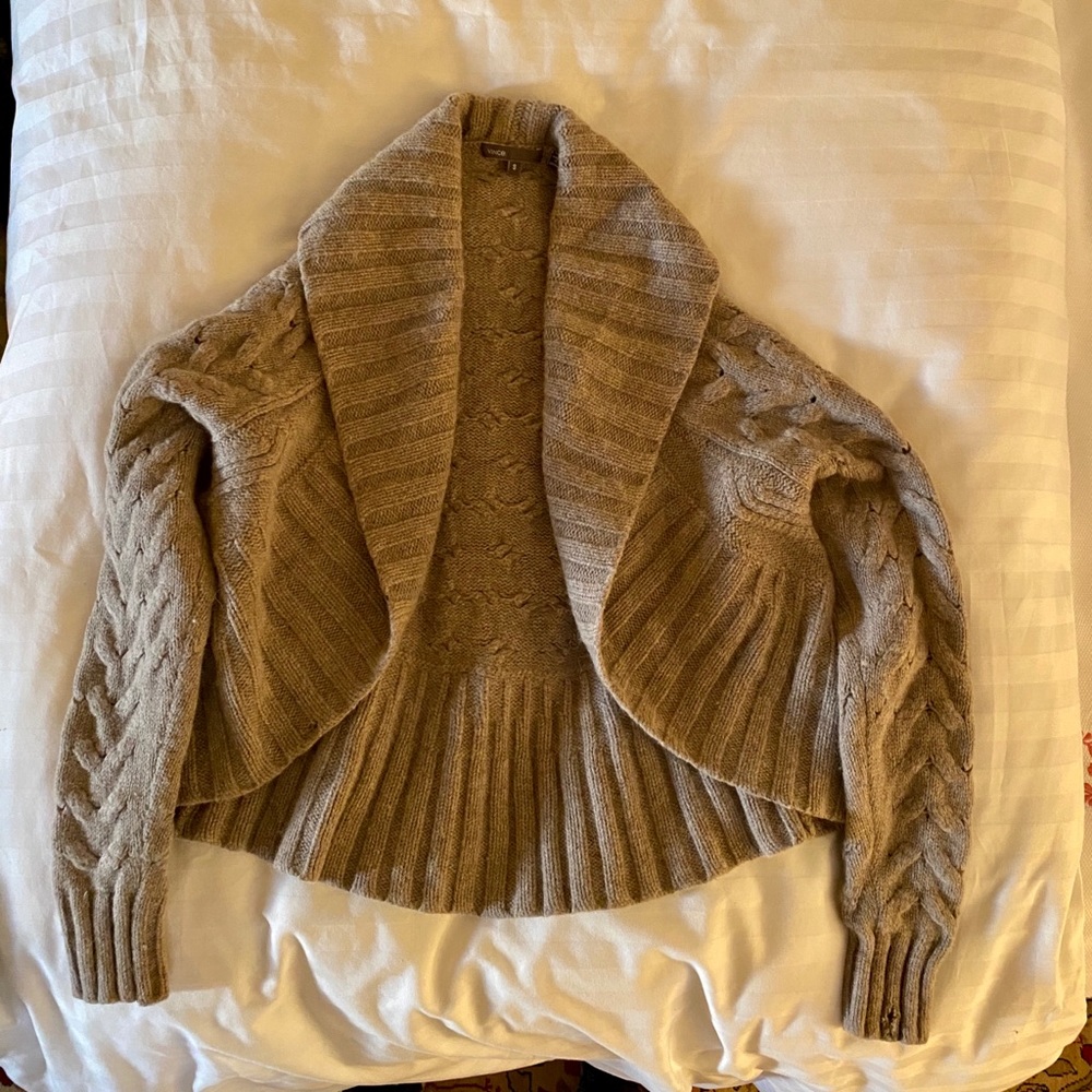Vince Cashmere Wool Blend Cardigan Sweater Grey